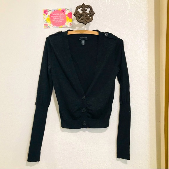 Club Monaco 100% Italian Merino Button Down Women Gray Cardigan Sz S - Picture 2 of 9